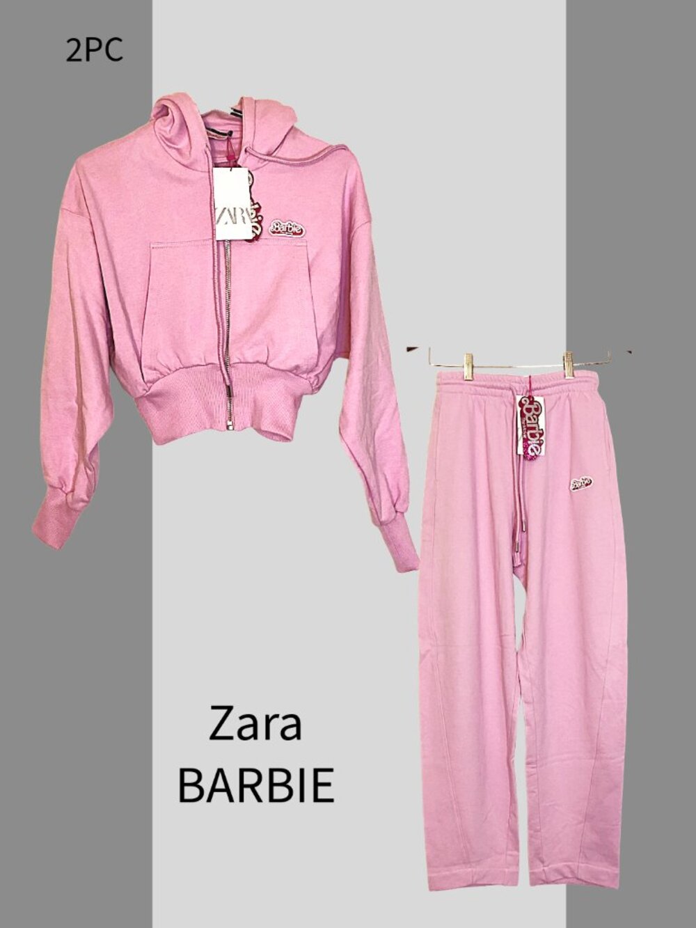NWT 2 pc Set -  ZARA X BARBIE™ THE MOVIE Hoodie JOGGER + JACKET, Size M